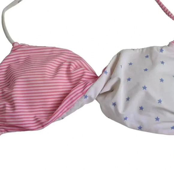 Victoria’s Secret Stars & Stripes Twist  Bikini Top Pink White Blue Size Medium - Picture 3 of 10